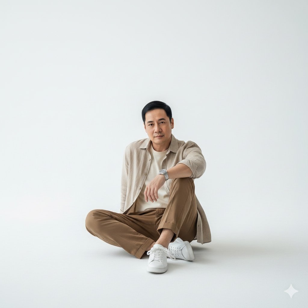 AI Generated Image - The image shows a man sitting on the floor in a mi...