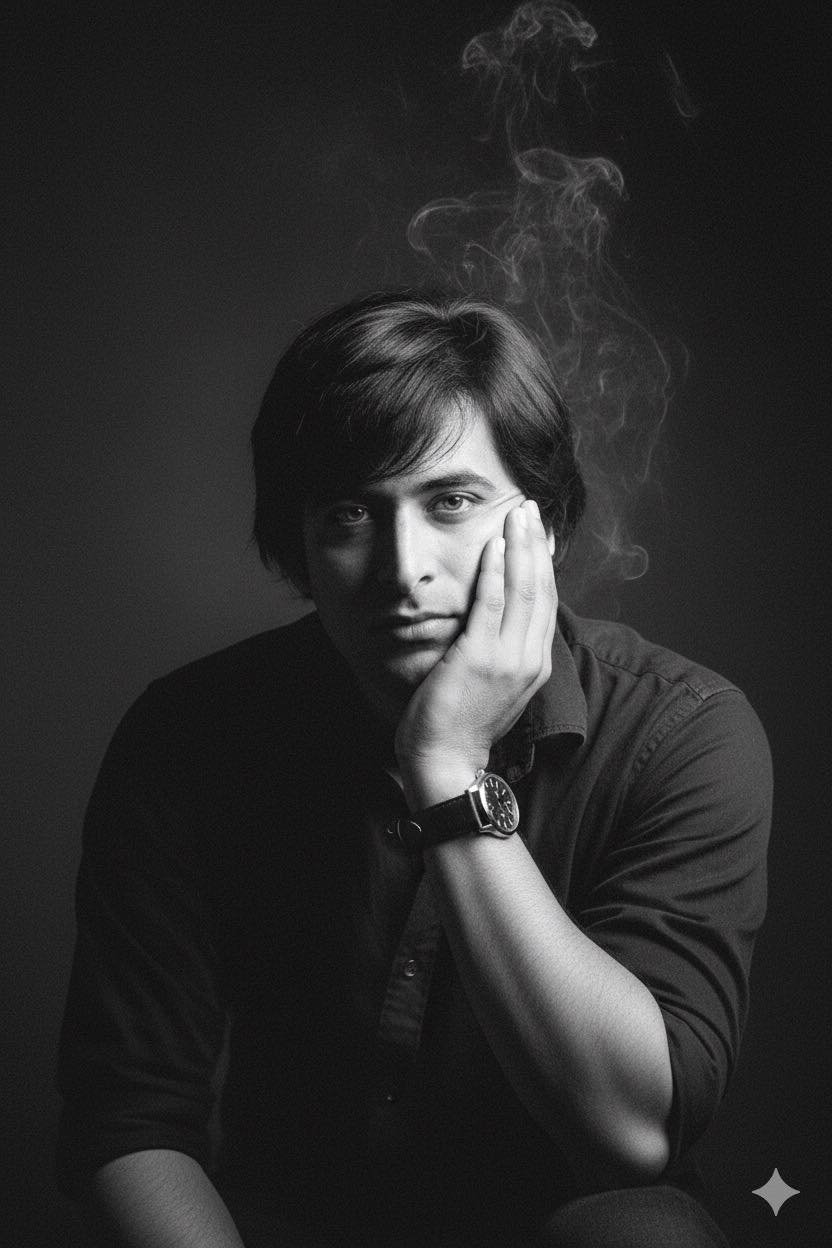 AI Generated Image - A black-and-white portrait of a young man [Use the...